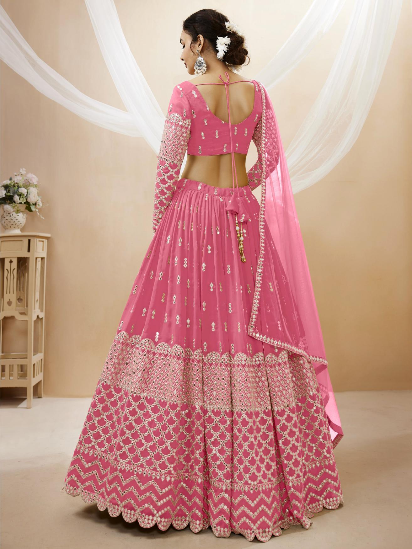 Pink Georgette Lehenga