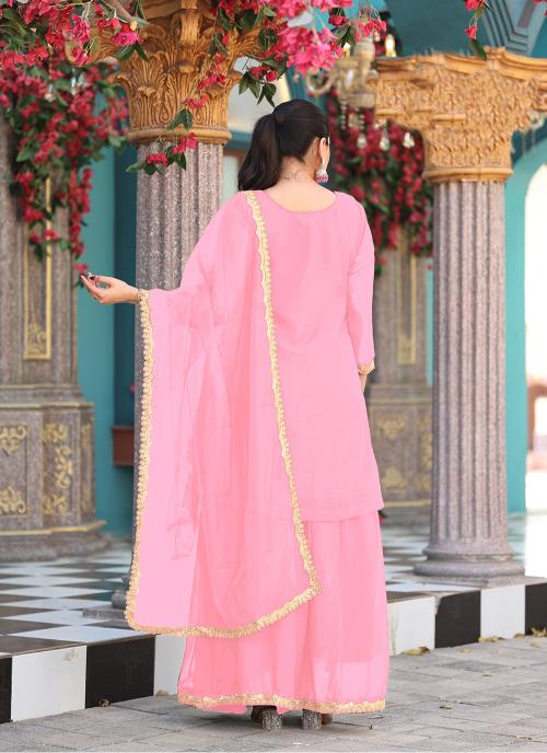 Pink Georgette Palazzo Skirt Suits — alternate view
