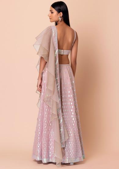 Pink Georgette Party Wear Lehenga — alternate view