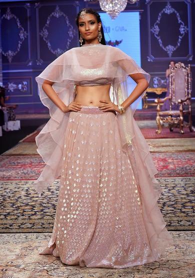 Pink Georgette Party Wear Lehenga
