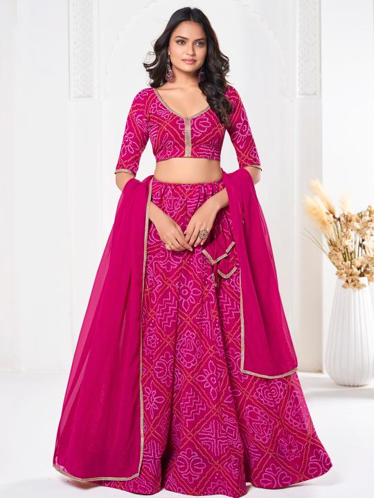 Pink Georgette Party Wear Lehenga