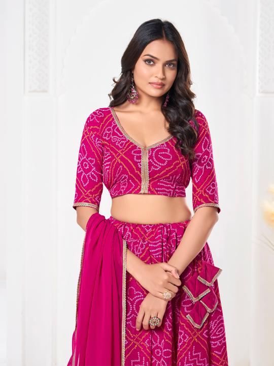 Pink Georgette Party Wear Lehenga