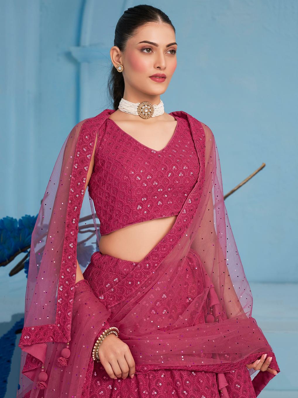 Pink Georgette Partywear Lehenga — alternate view