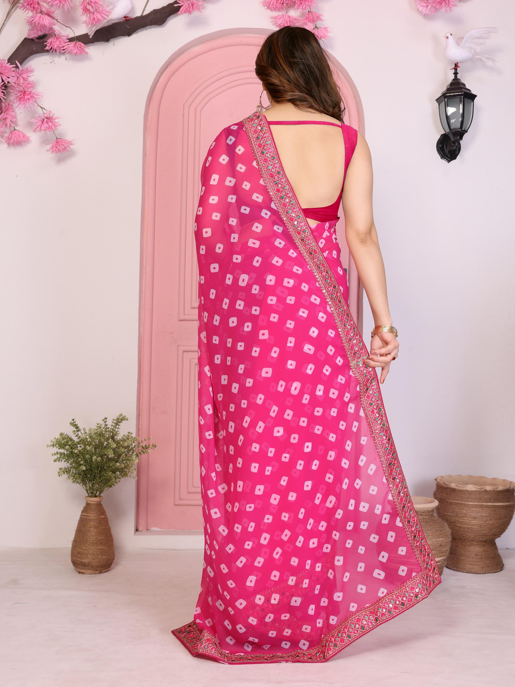 Pink Georgette Saree — alternate view