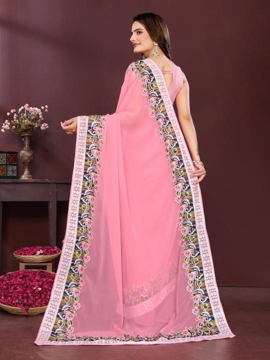 Pink Georgette Saree — alternate view
