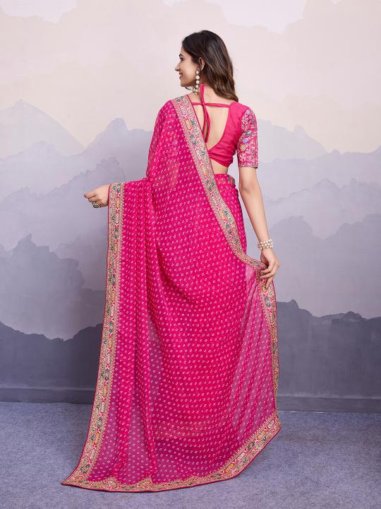 Pink Georgette Saree — alternate view