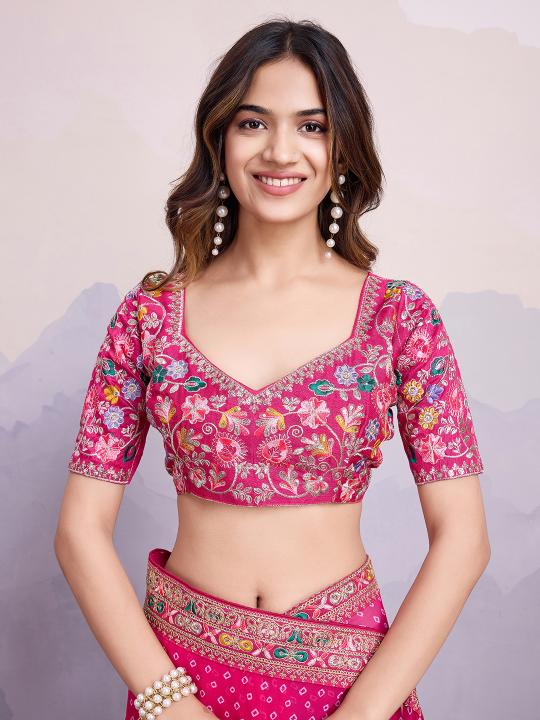 Pink Georgette Saree