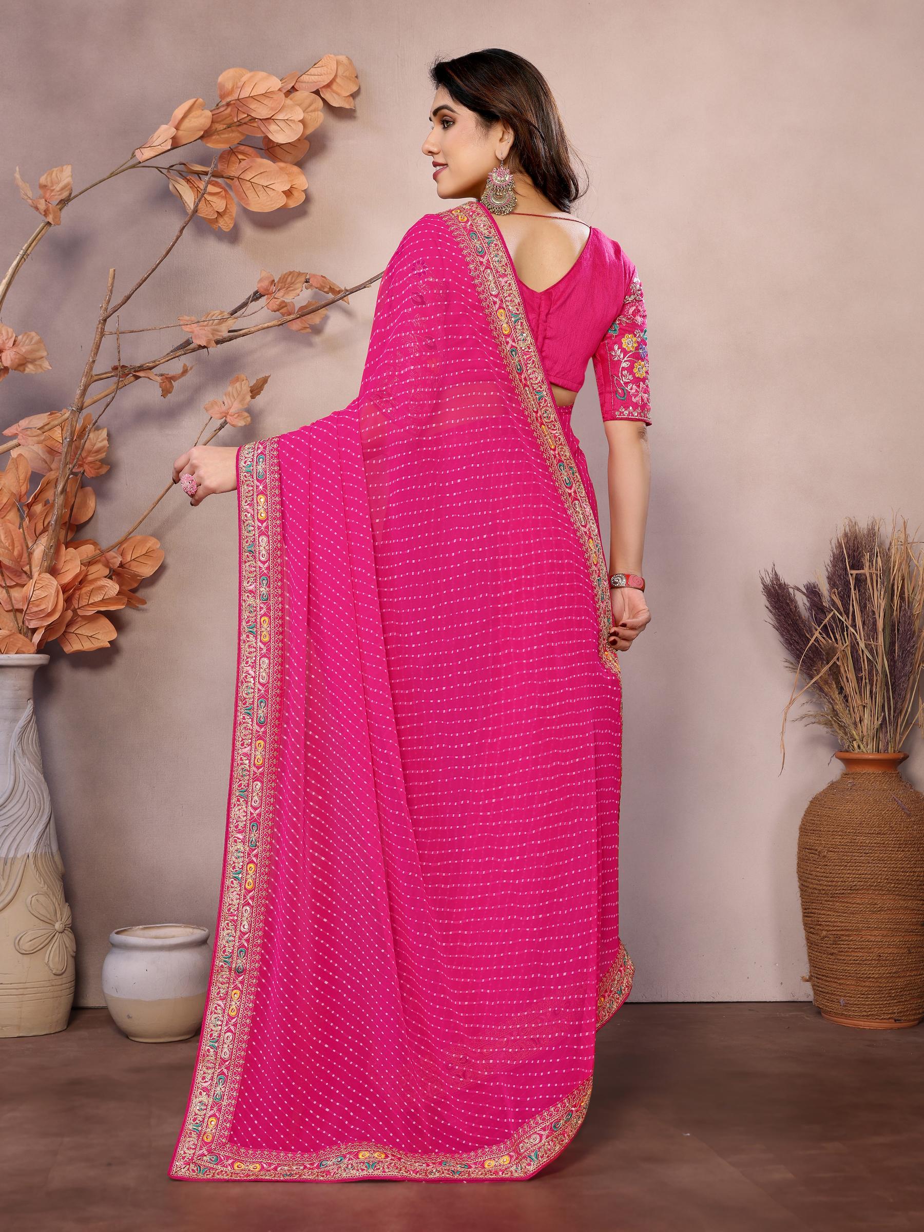 Pink Georgette Saree — alternate view