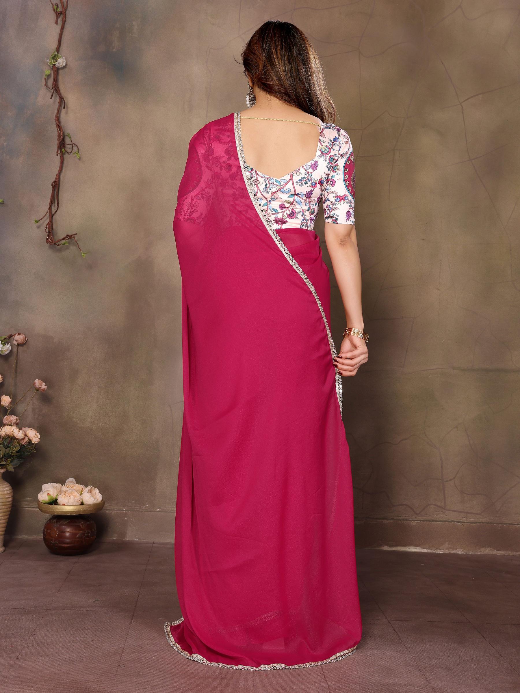 Pink Georgette Saree — alternate view