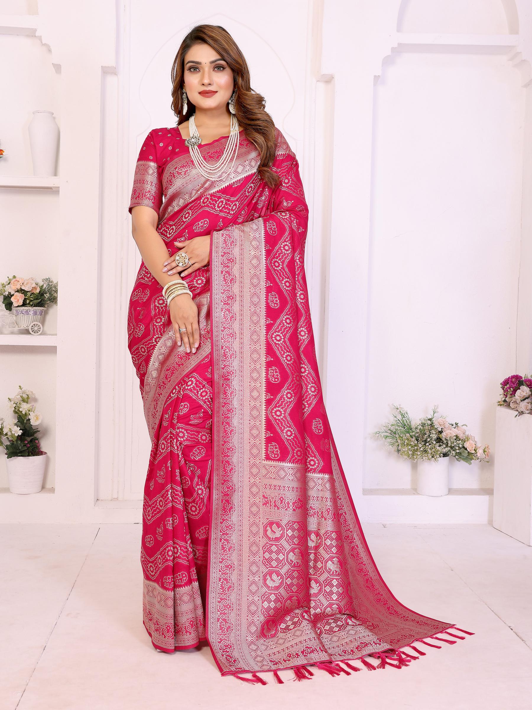 Pink Georgette Silk Jari Work Saree