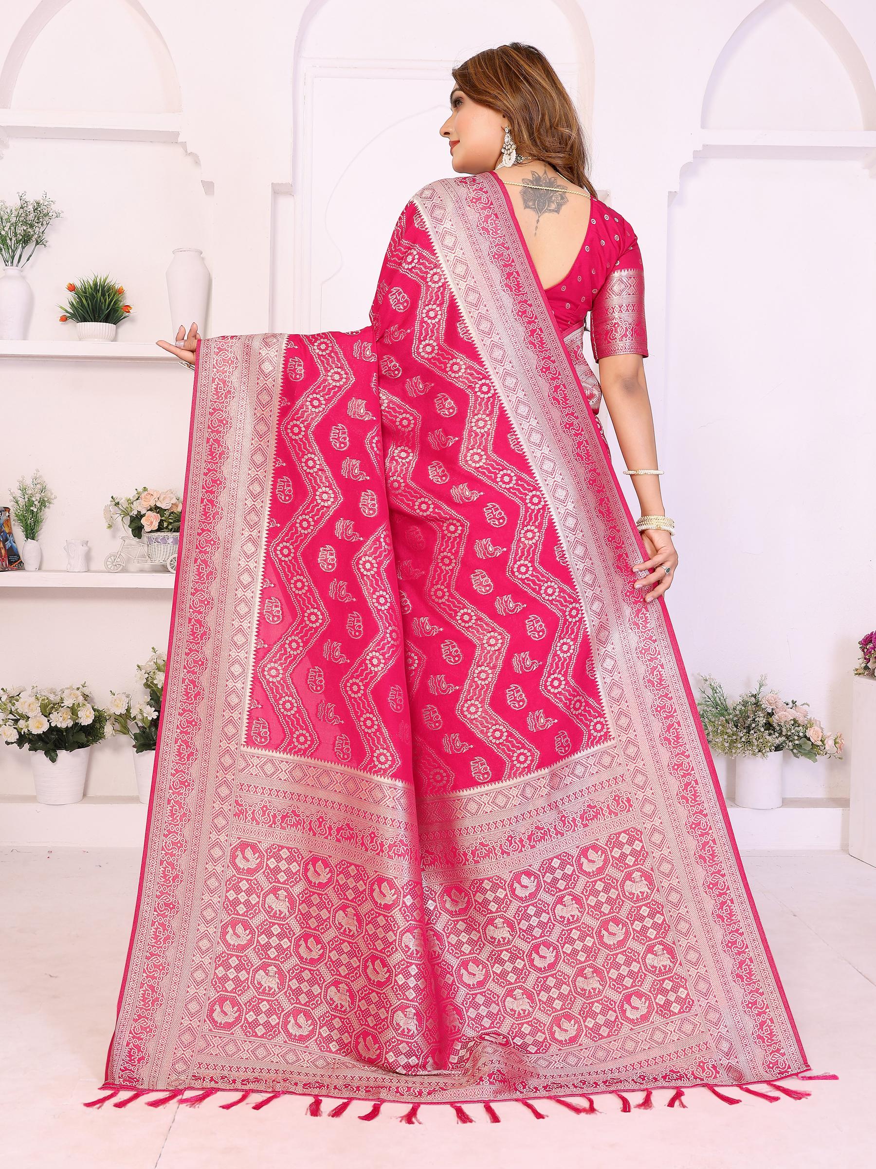 Pink Georgette Silk Jari Work Saree — alternate view