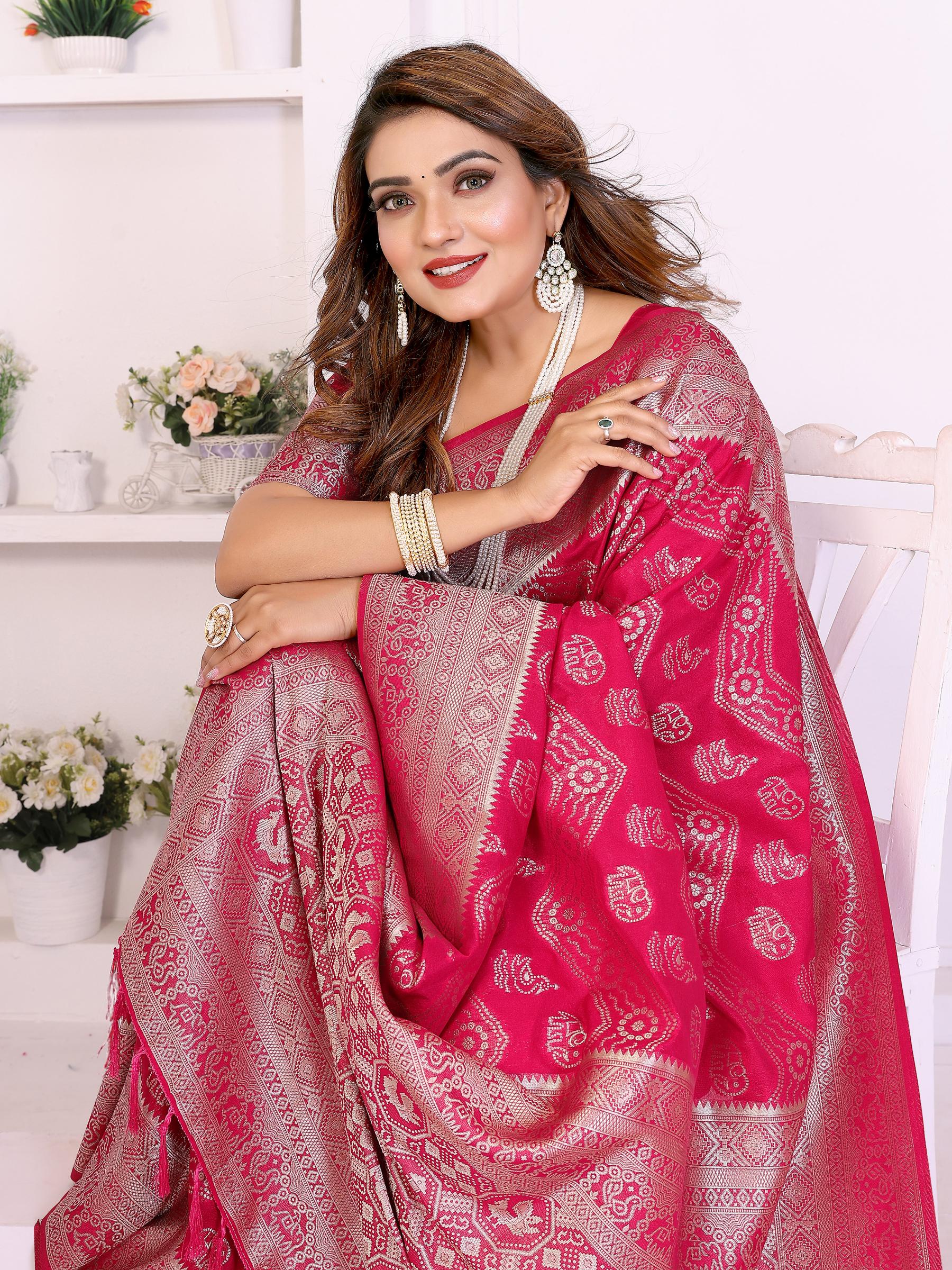 Pink Georgette Silk Jari Work Saree