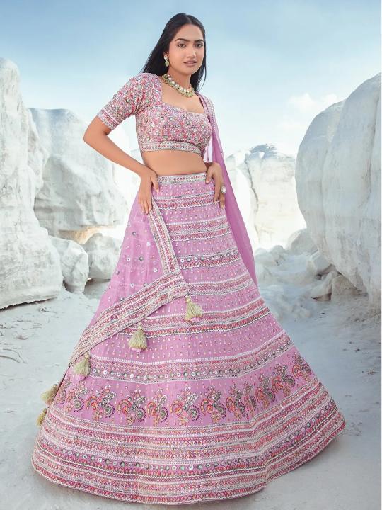 Pink Georgette Umbrella Lehenga — alternate view