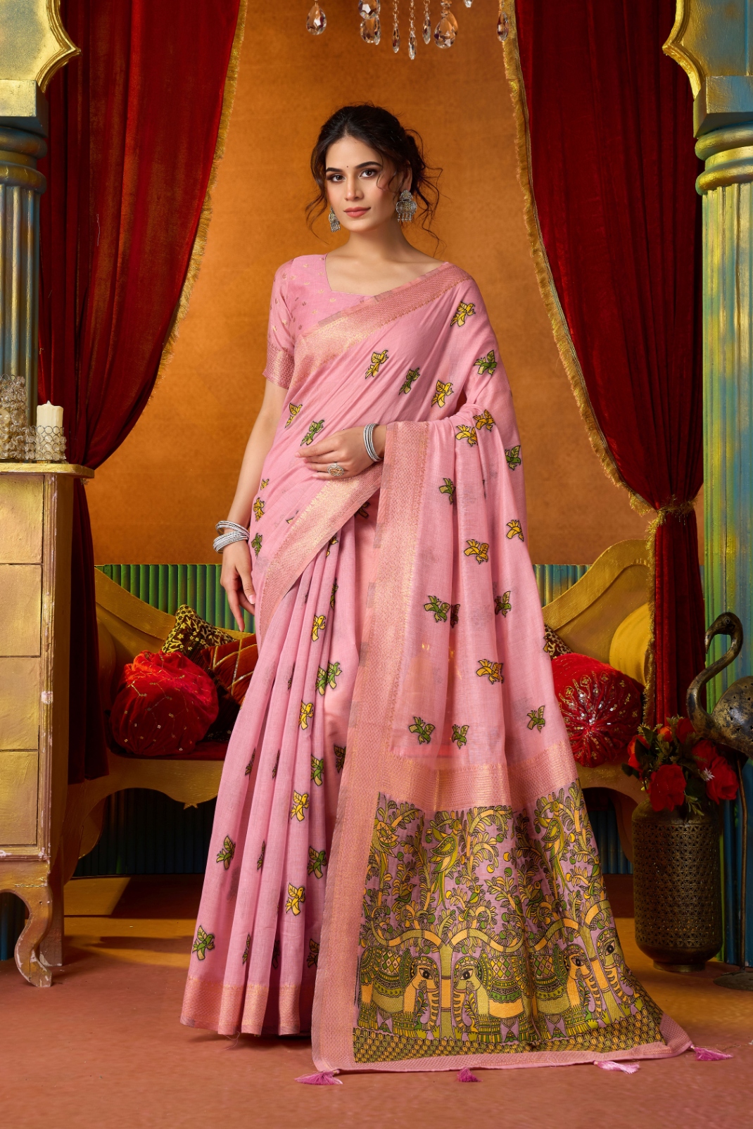 Pink Heritage Woven Modal Silk Saree