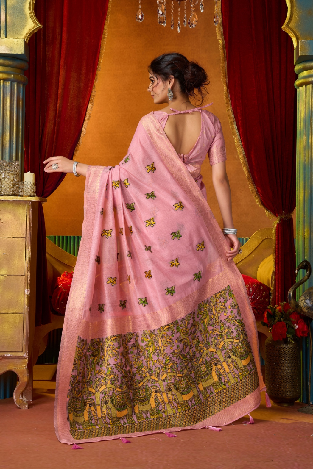Pink Heritage Woven Modal Silk Saree — alternate view