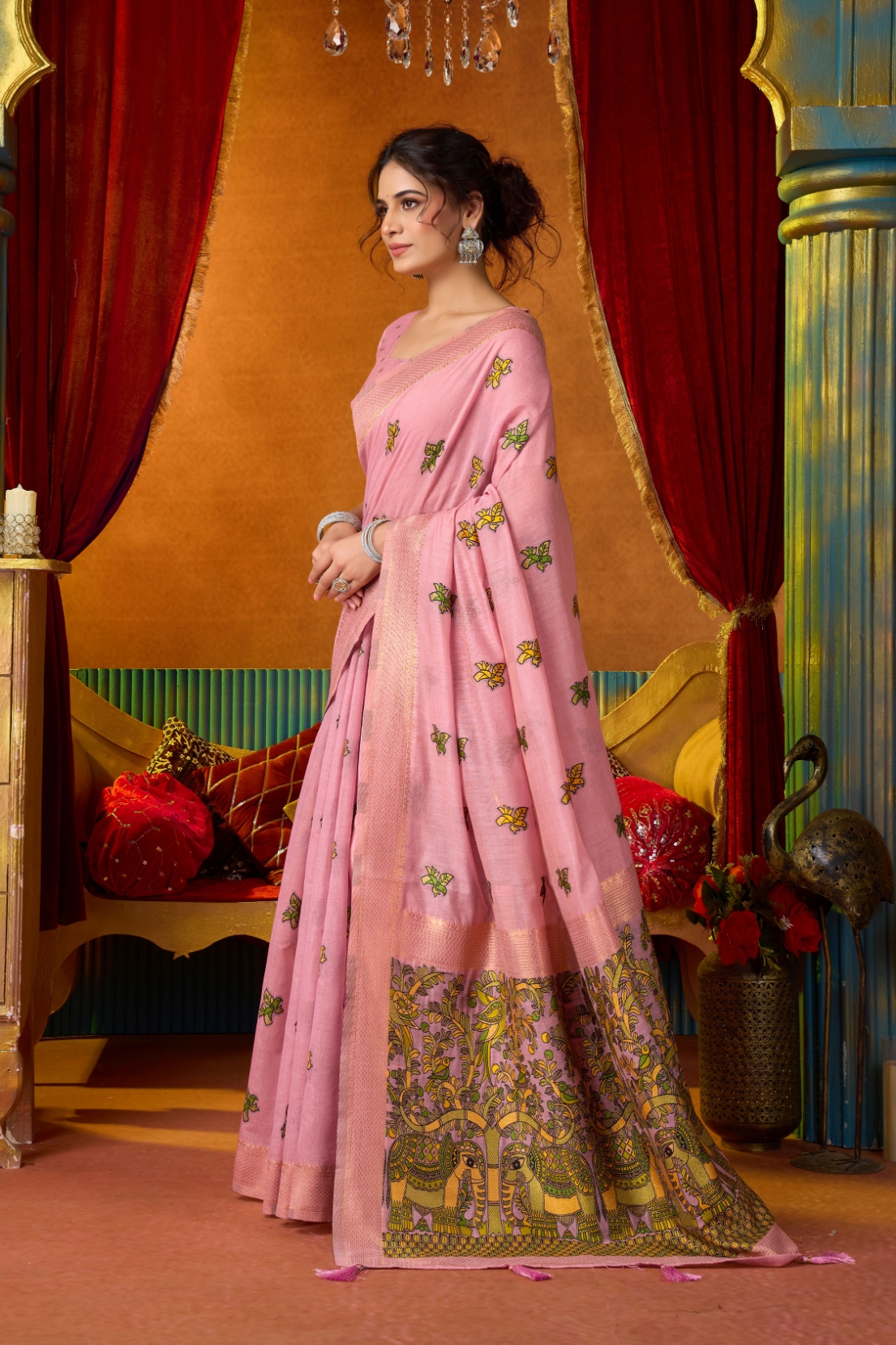 Pink Heritage Woven Modal Silk Saree