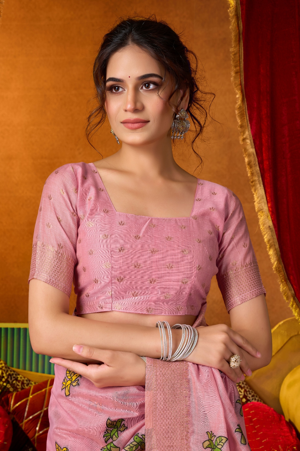 Pink Heritage Woven Modal Silk Saree