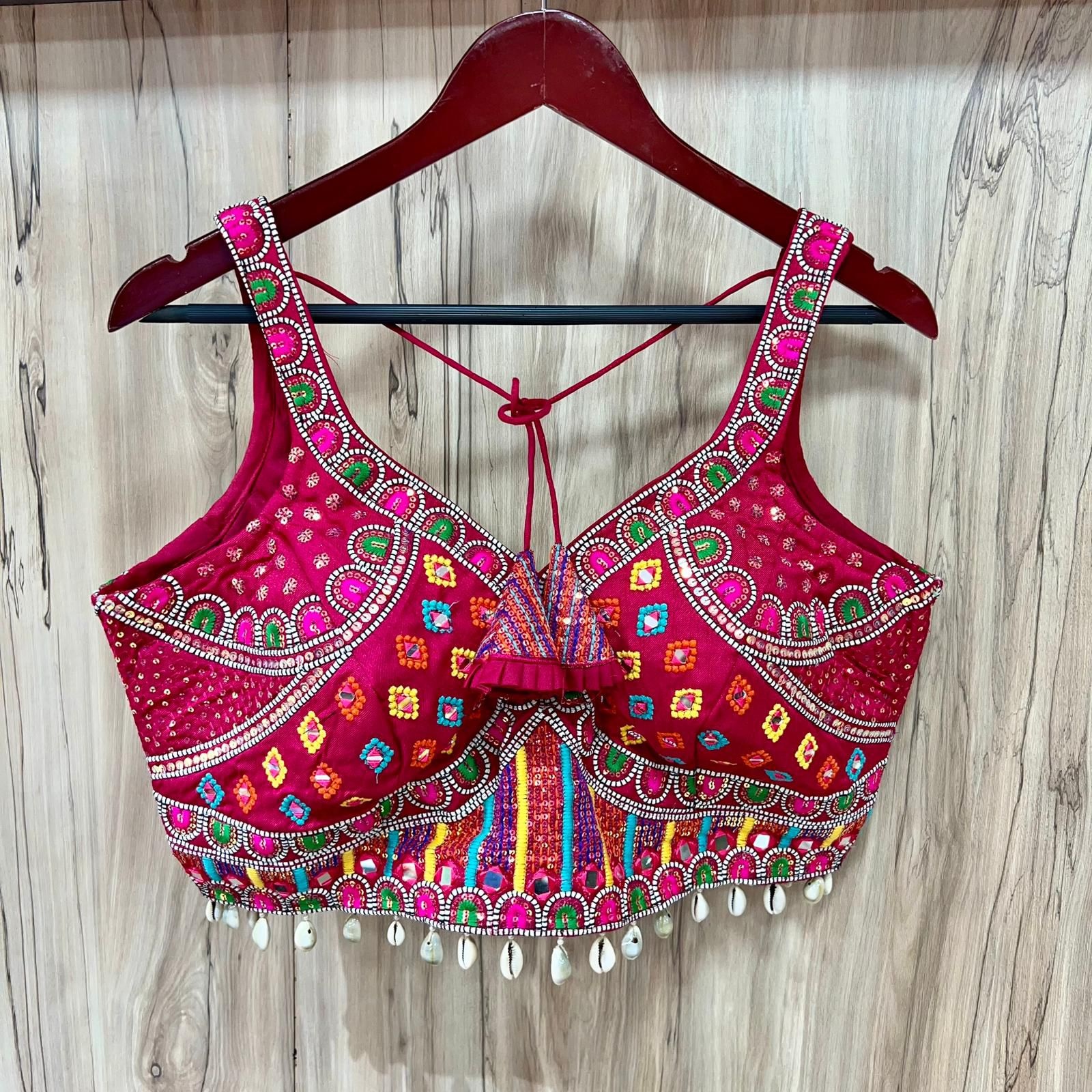 Pink Italian Silk Mirror Embroidered Readymade Blouse