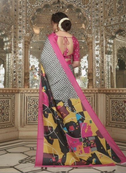 Pink Kalini Designer Digital Printed Crepe Silk Saree — alternate view