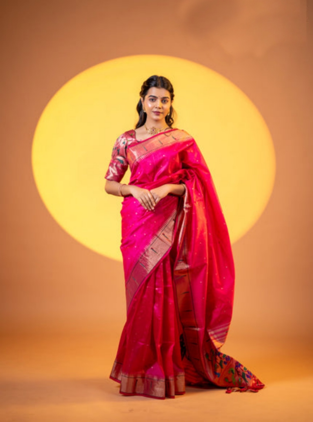 Pink Khadi Raw Silk Woven Meena Rich Pallu Designer Saree