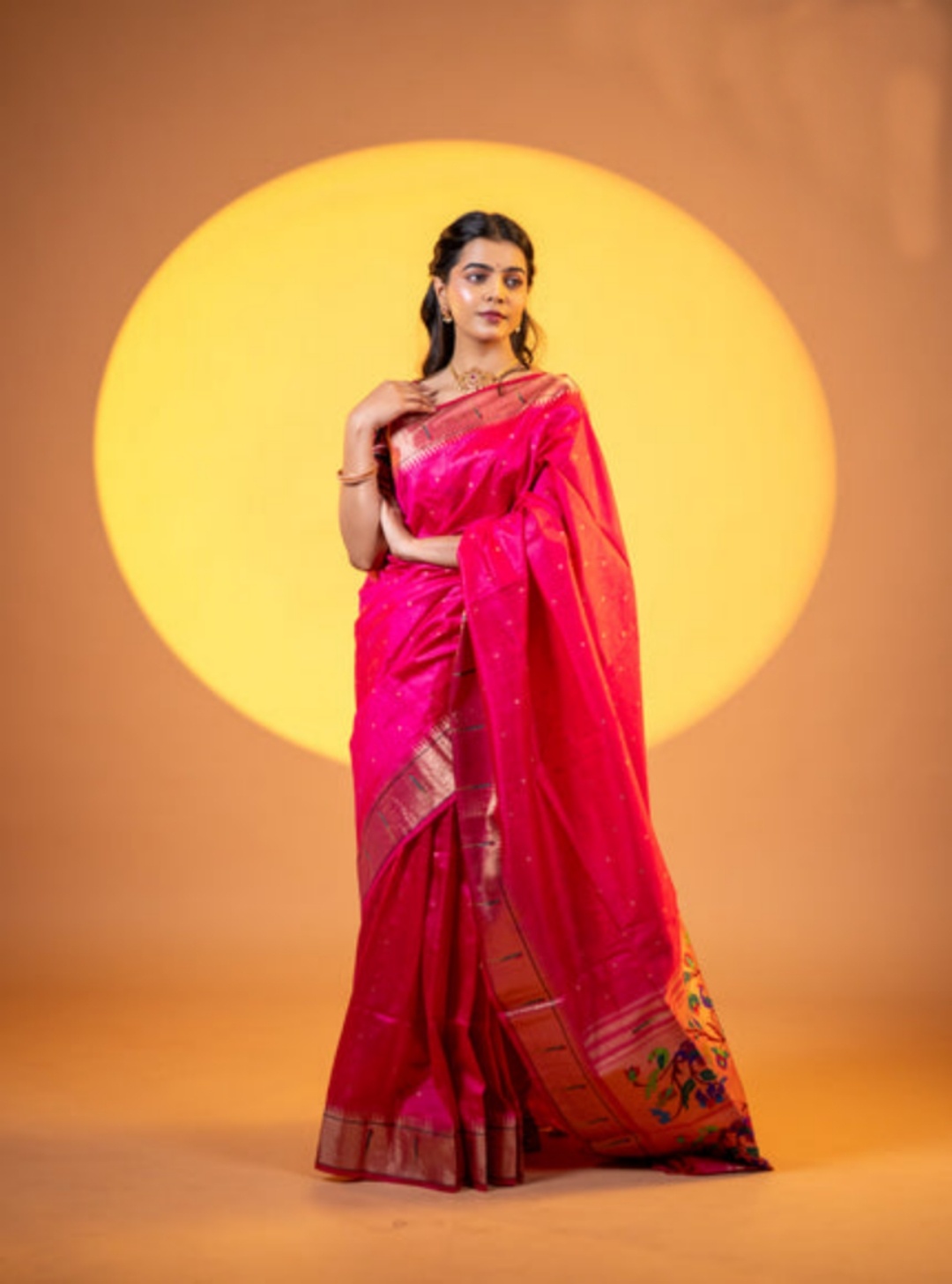 Pink Khadi Raw Silk Woven Meena Rich Pallu Designer Saree — alternate view