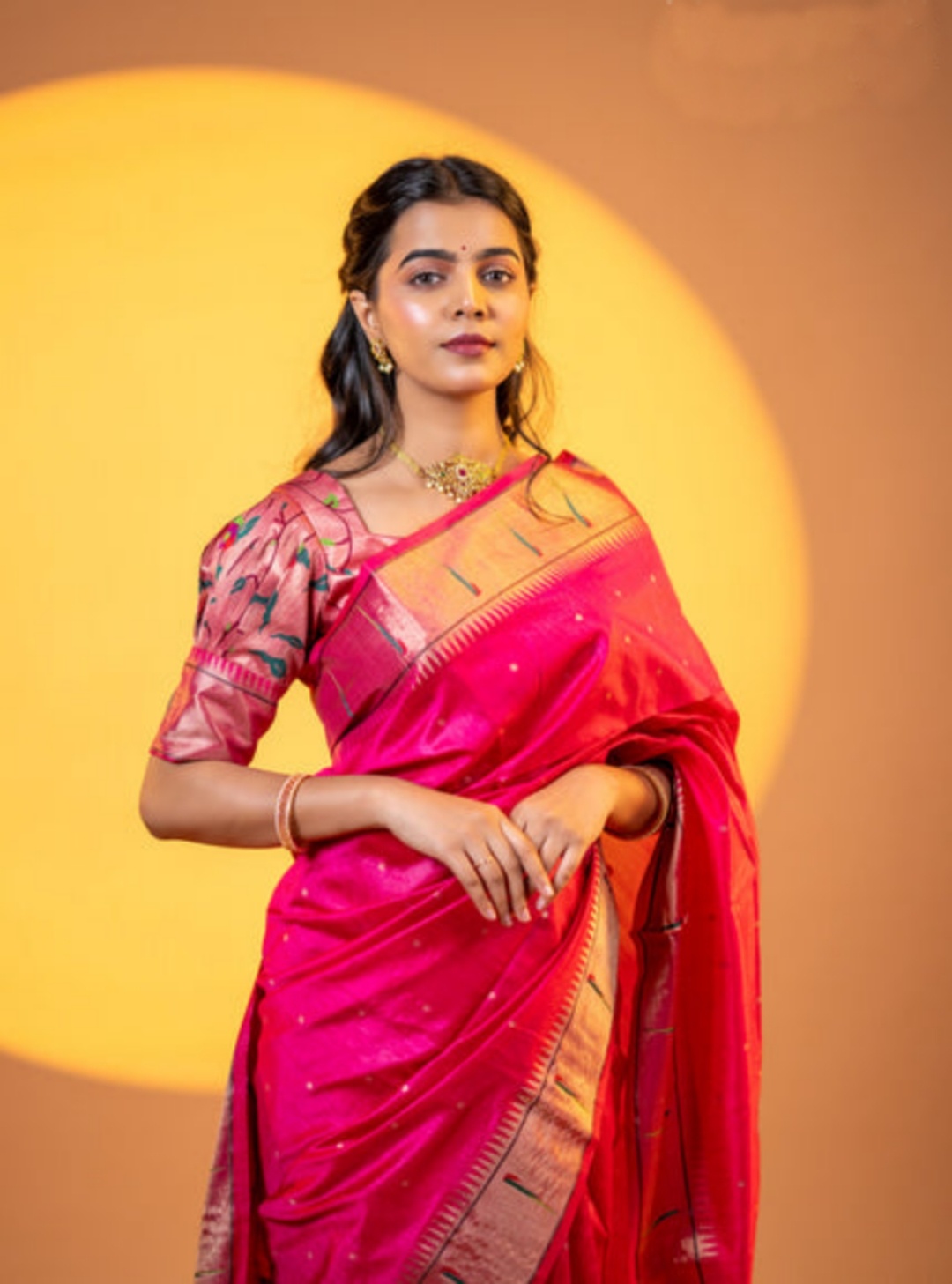 Pink Khadi Raw Silk Woven Meena Rich Pallu Designer Saree