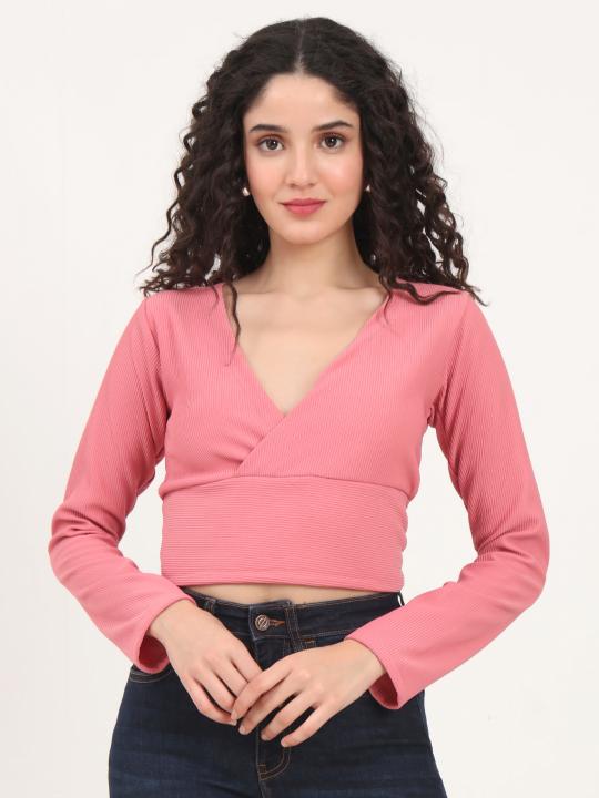 Pink Knitted Women’s Crop Top