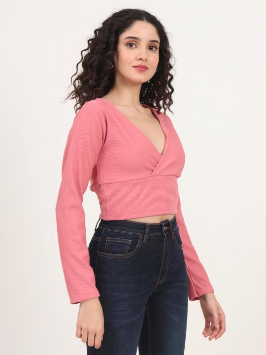 Pink Knitted Women’s Crop Top