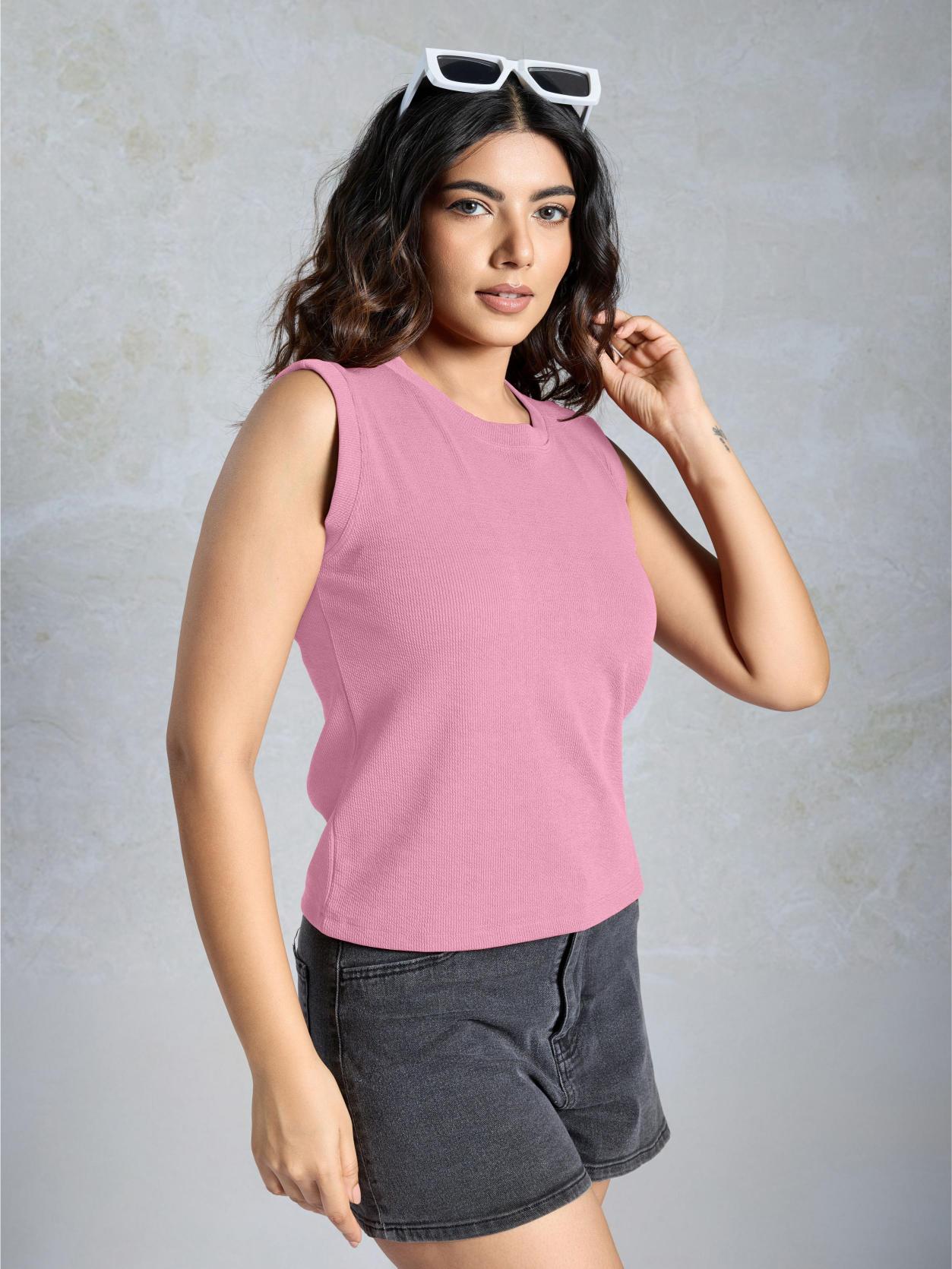 Pink Knitted Women’s Tank Top