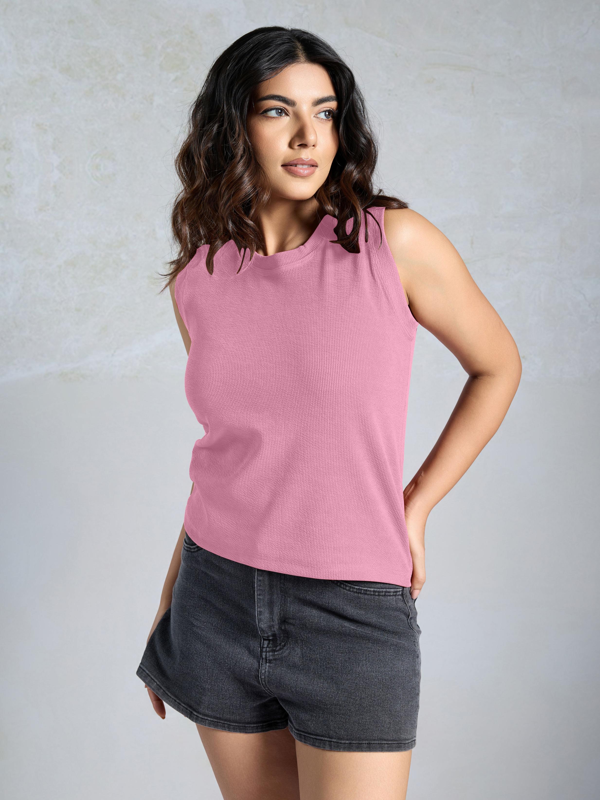 Pink Knitted Women’s Tank Top
