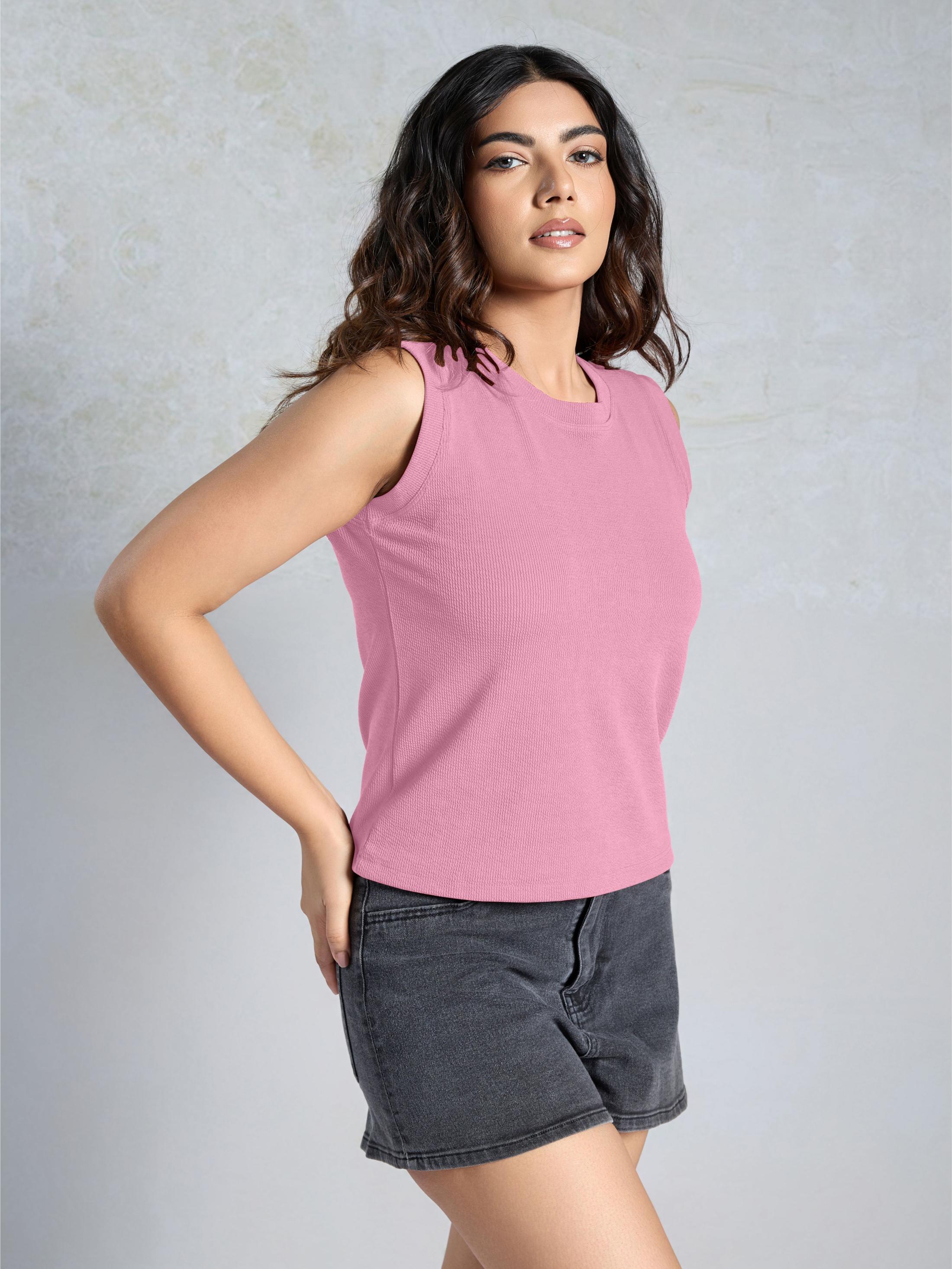 Pink Knitted Women’s Tank Top