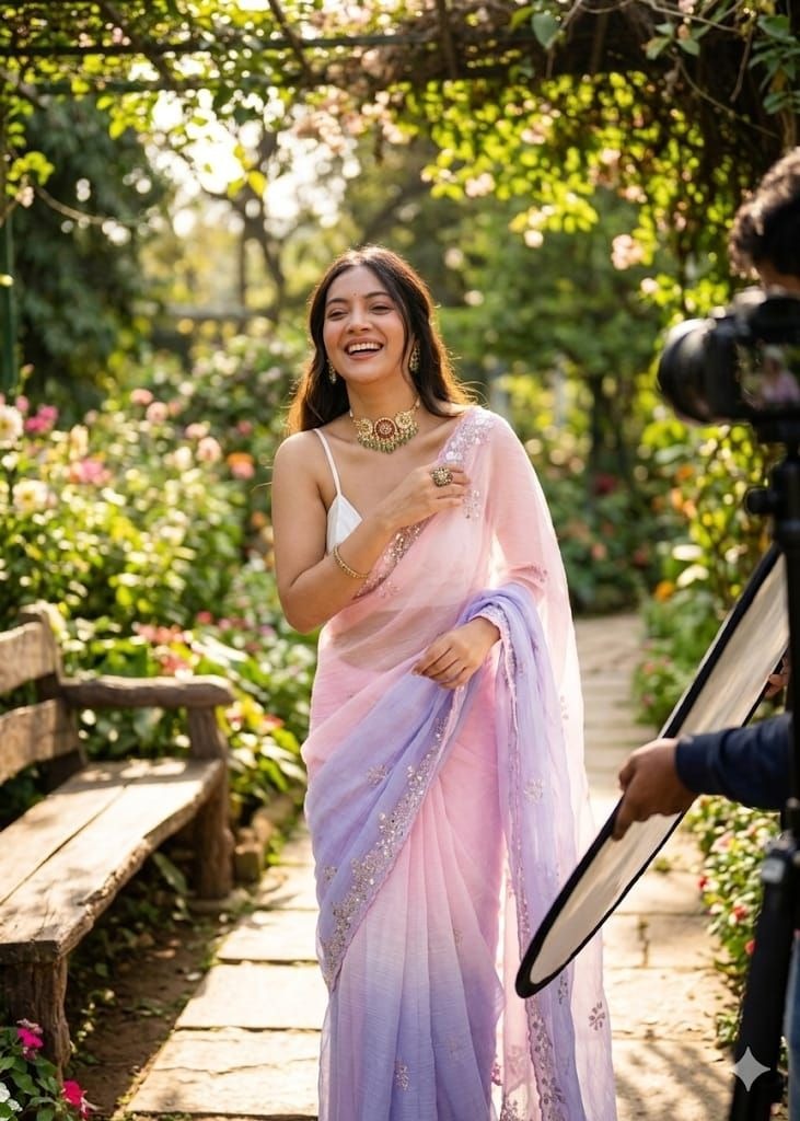 Pink-Lavender Pixel Crush Saree