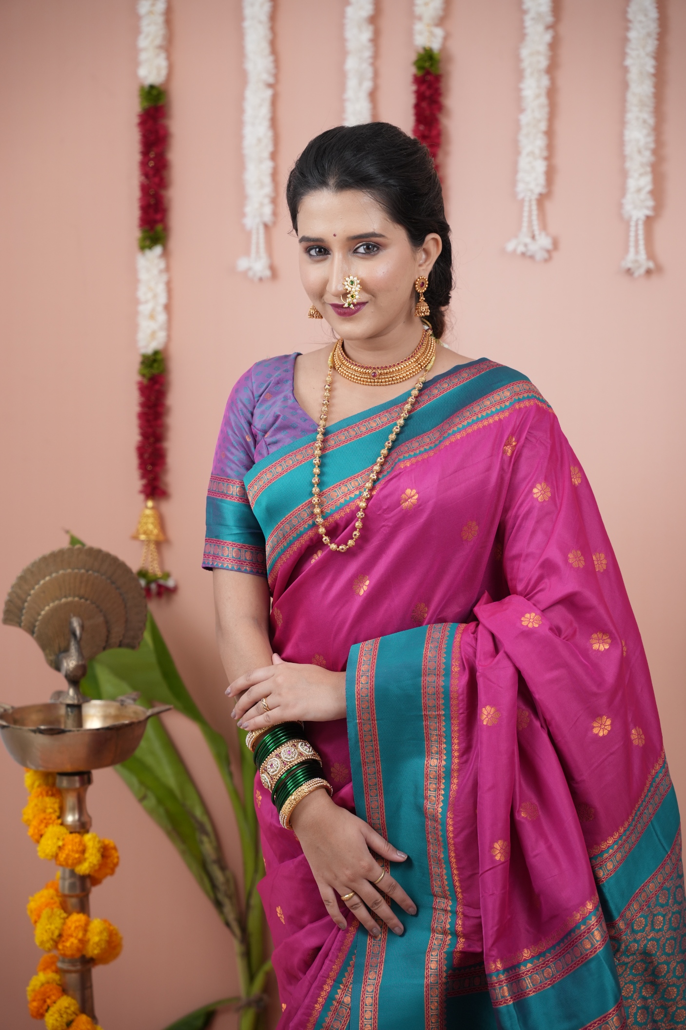 Pink Light Purple Heritage Saree