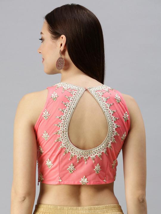 Pink Lycra N Net Readymade Blouse — alternate view