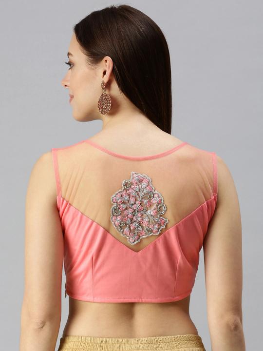 Pink Lycra N Net Readymade Blouse — alternate view
