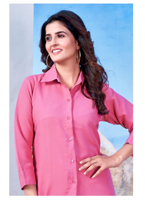 Pink Maaza Cotton Readymade Shirt — alternate view