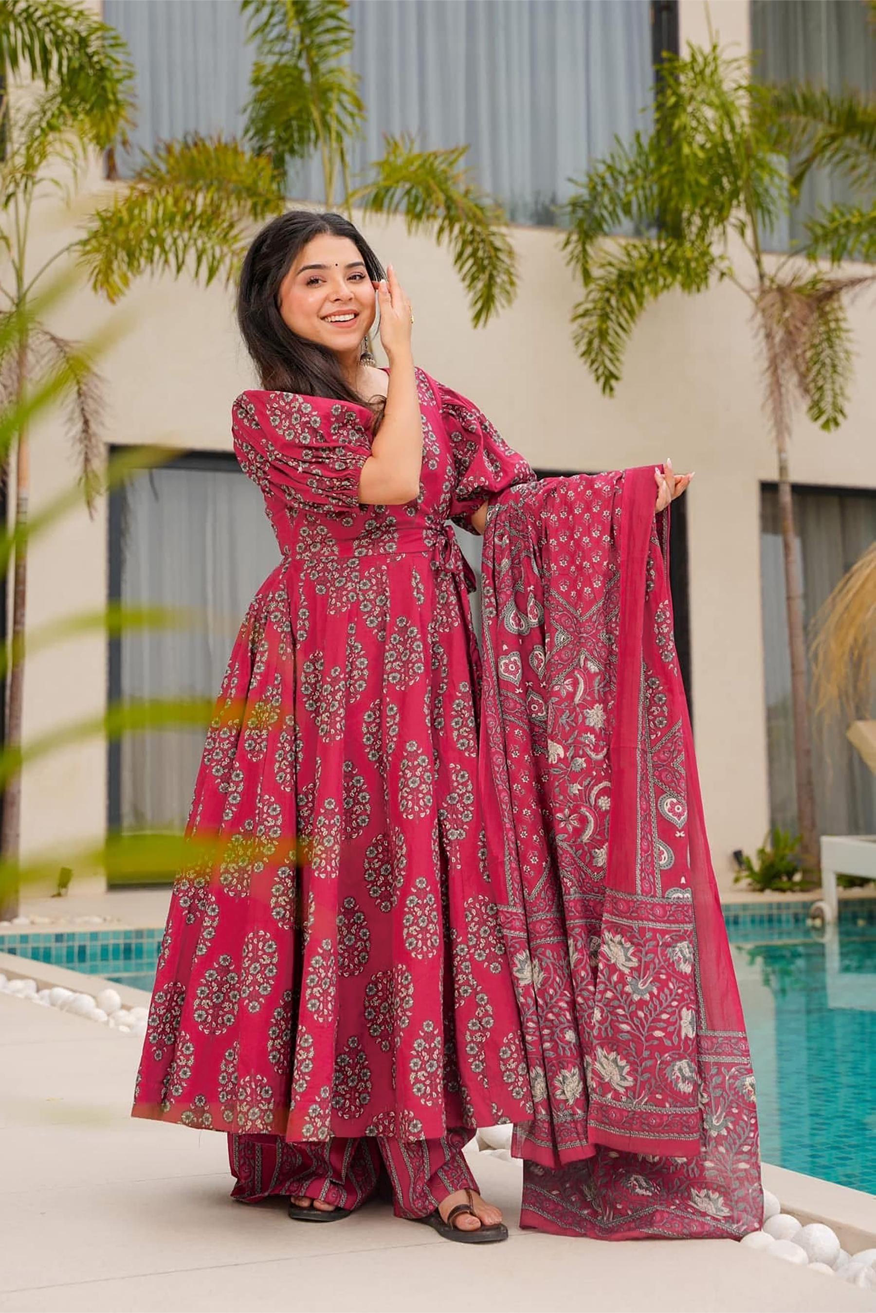 Pink Mal Cotton Readymade Suit