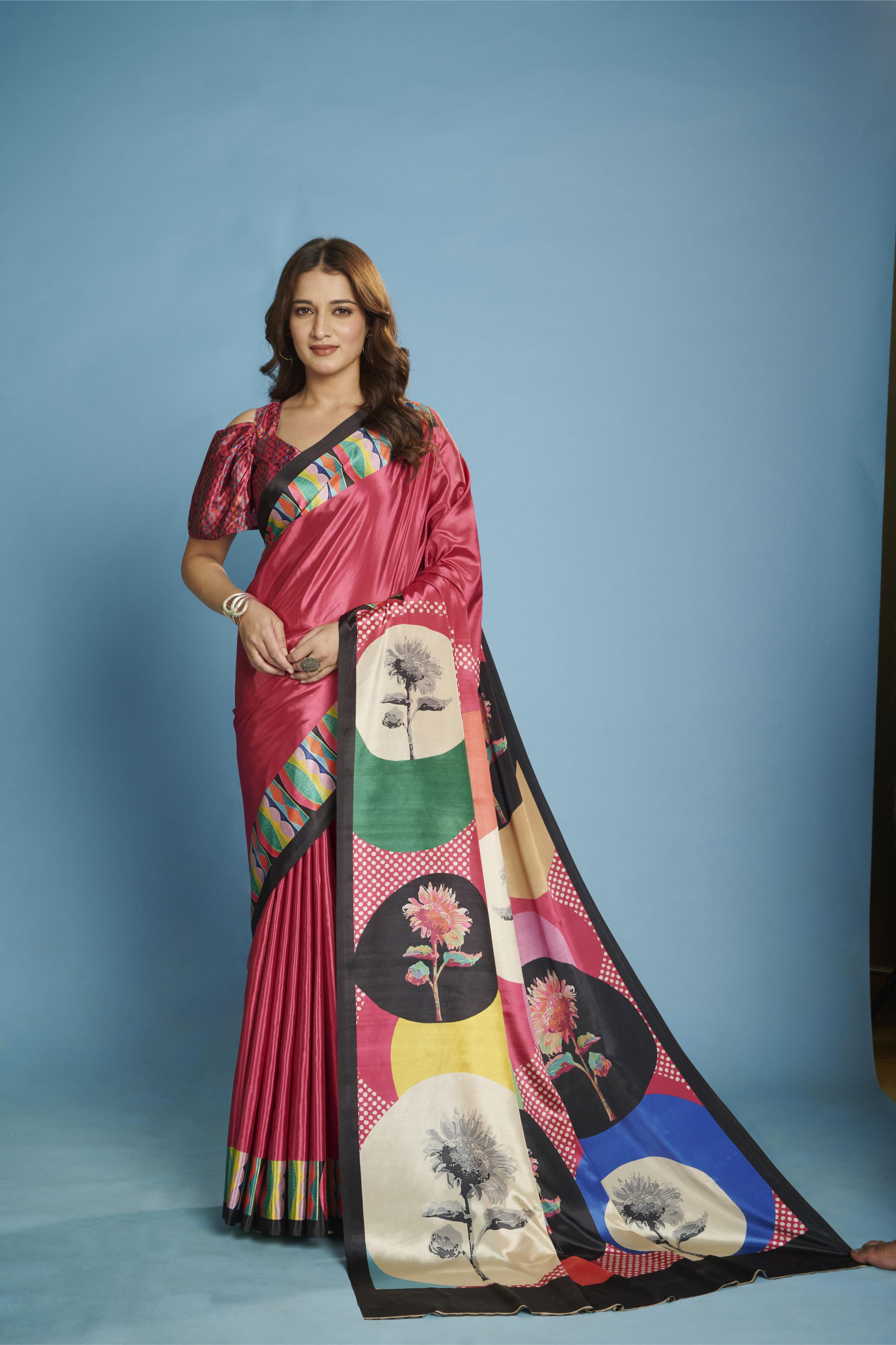 Pink Malai Crepe Silk Saree