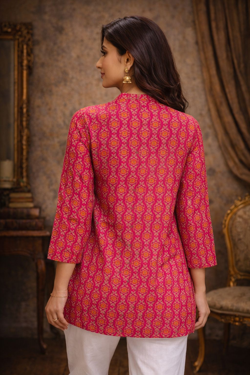 Pink Maslin Digital Printed Kurti — alternate view