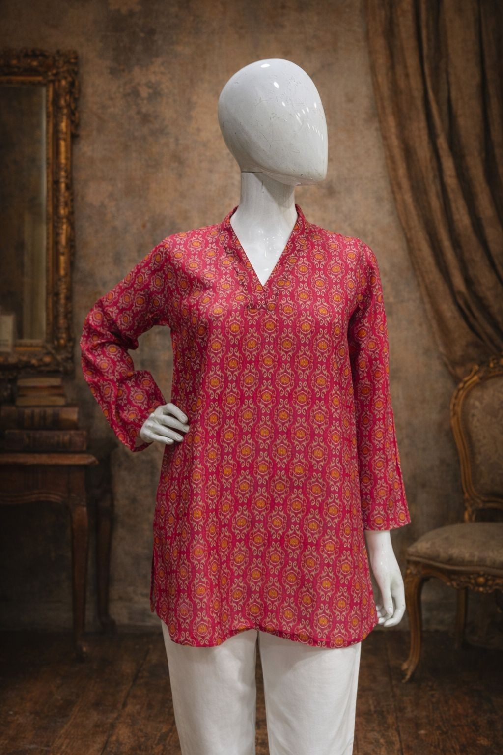 Pink Maslin Digital Printed Kurti
