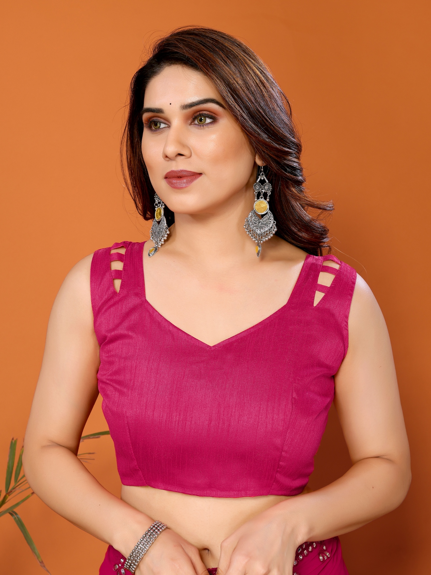 Pink Mirror Work Georgette Saree