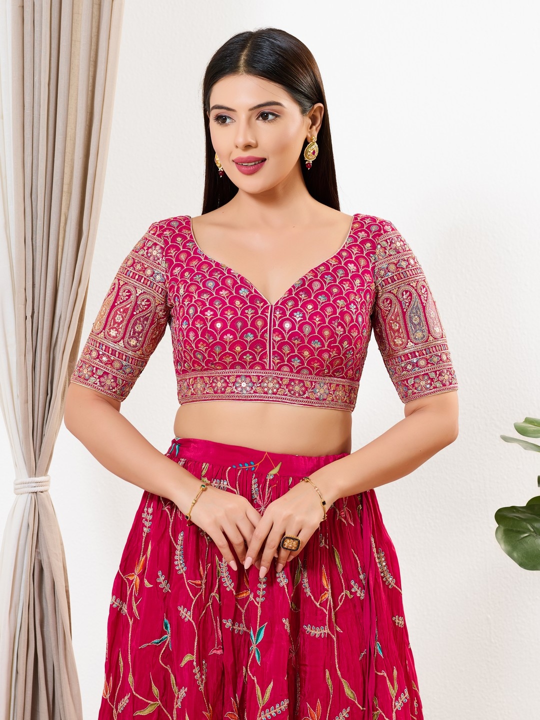 Pink Mughal Zari Silk Blouse