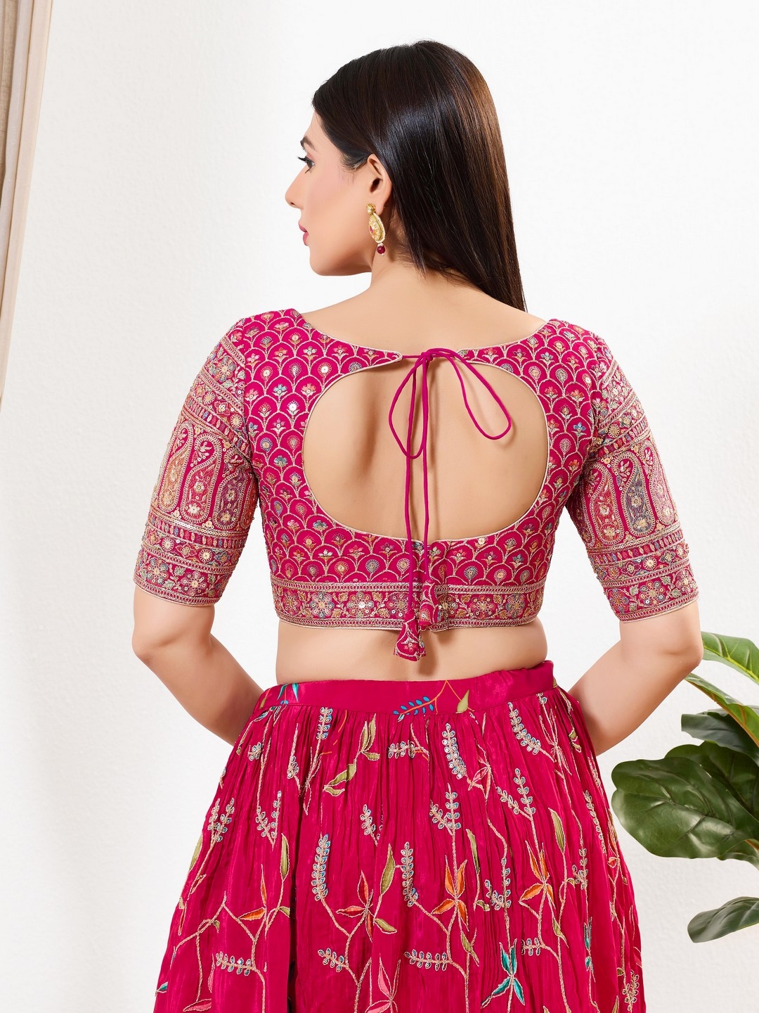 Pink Mughal Zari Silk Blouse — alternate view