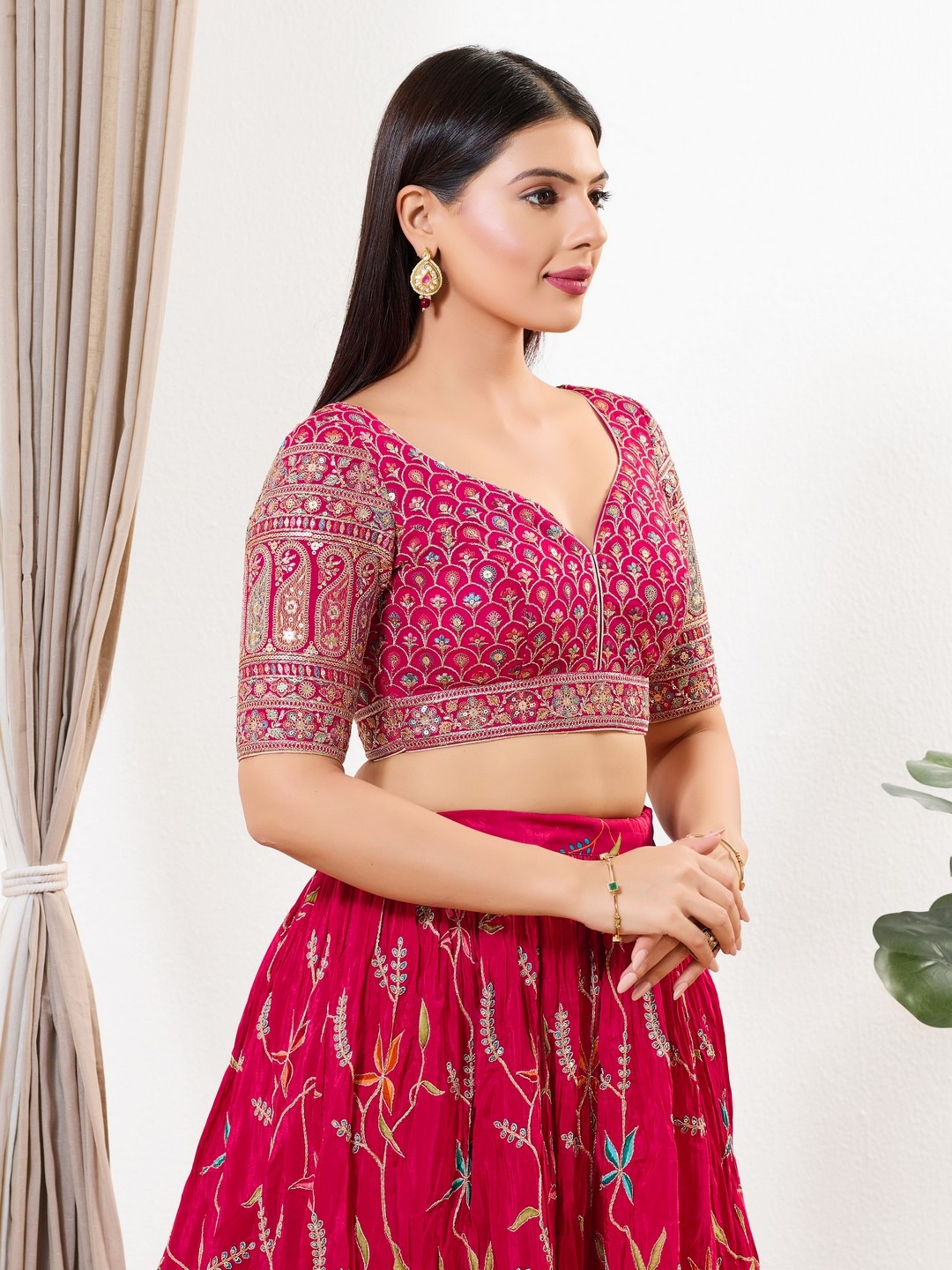 Pink Mughal Zari Silk Blouse