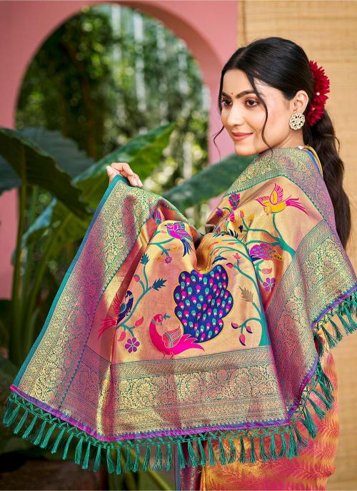 Pink Multi Kanjivaram Silk Saree — alternate view