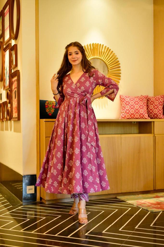 Pink N Maroon Cotton Silk Kurti