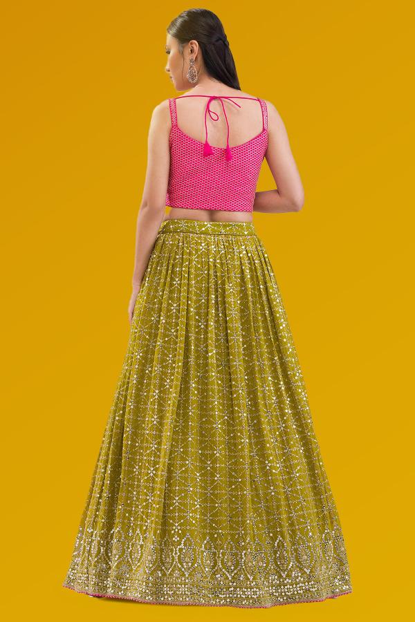 Pink N Yellow Georgette Lehenga — alternate view