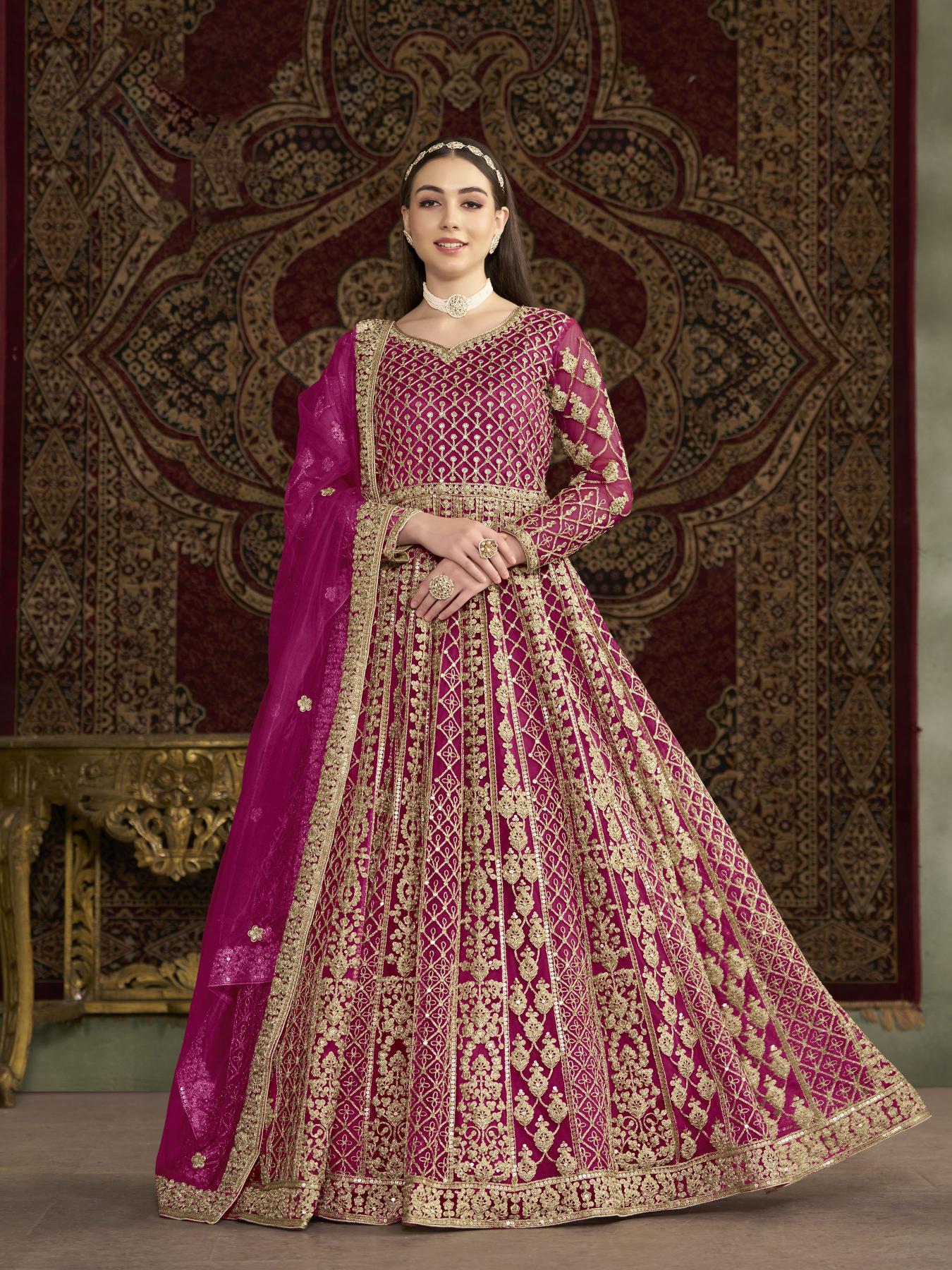 Pink Net Embroidery Gown