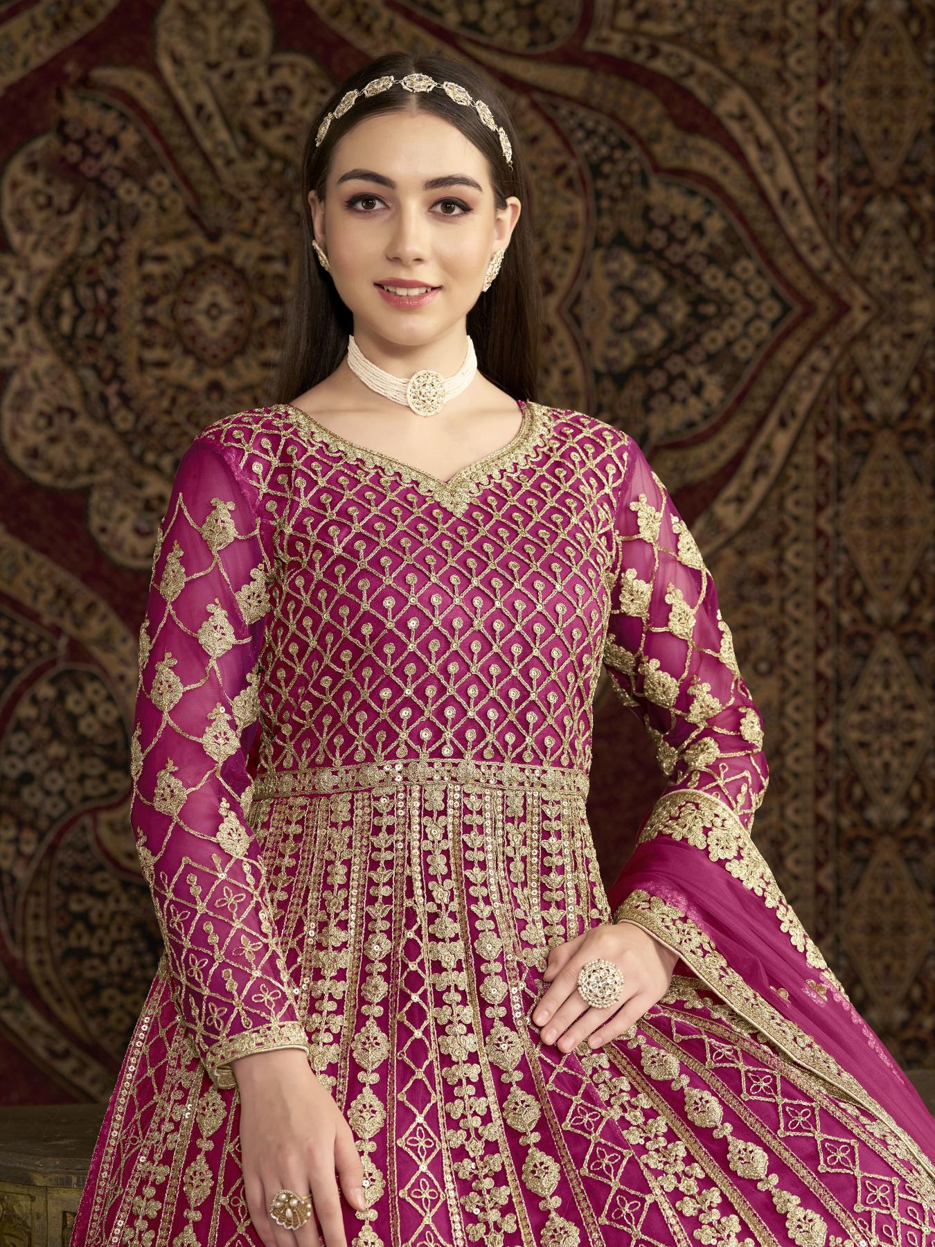 Pink Net Embroidery Gown