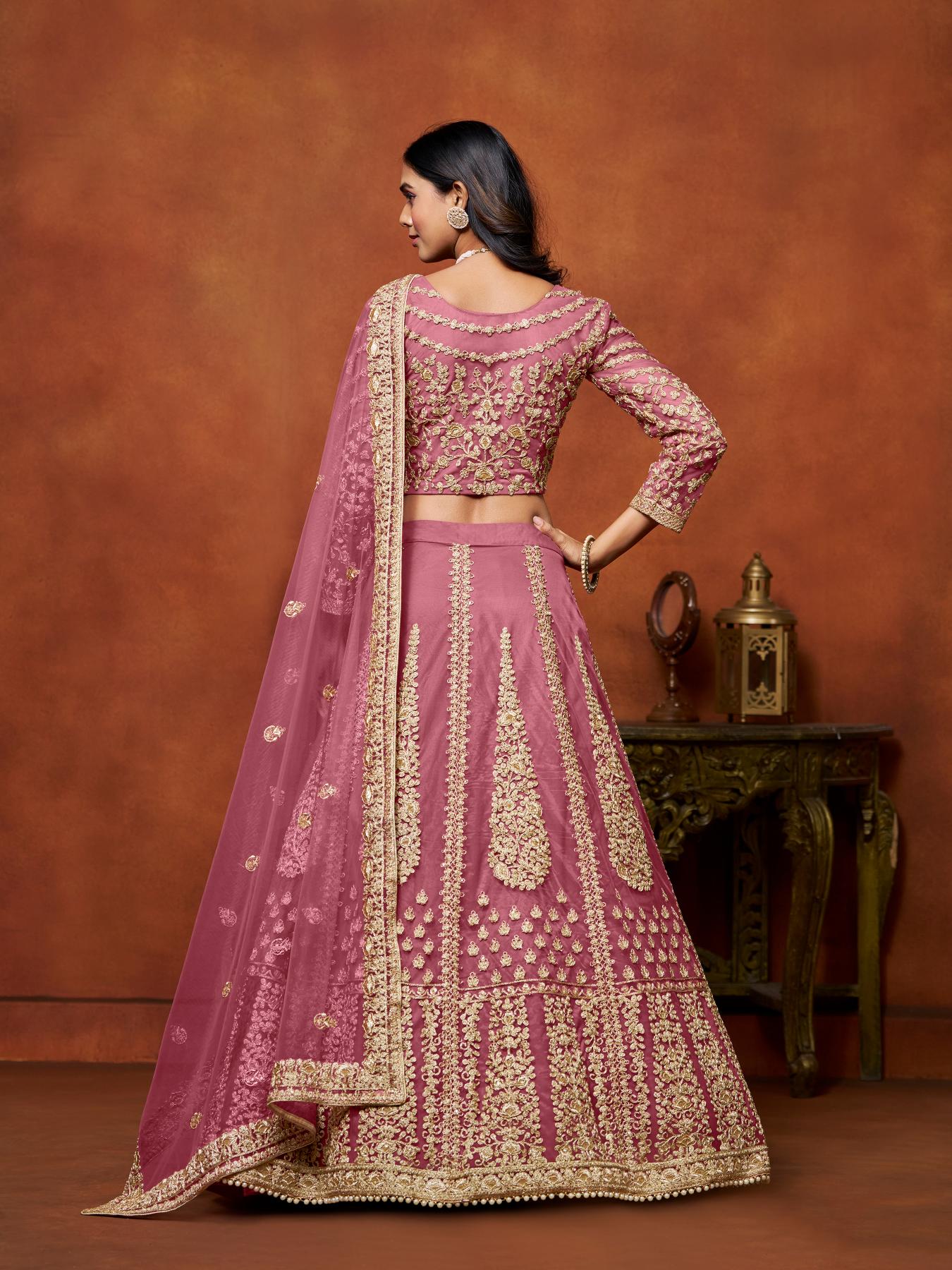 Pink Net Festive Lehenga — alternate view